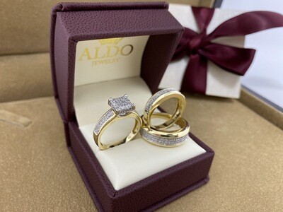10 karat & Diamond Fancy Wedding Trio Set Rings 10 karat & Diamond Fancy Wedding Trio Set Rings