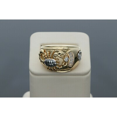 14 karat Gold and CZ Scorpion Ring Size 10 W: 11.1g ~