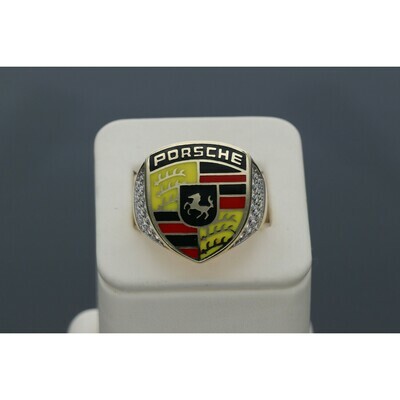 14 Karat Gold & Zirconium Porsche Style Ring 14 Karat Gold & Zirconium Porsche Style Ring