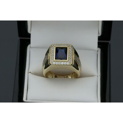 10 Karat Gold & Zirconium Blue Square Ring 10 Karat Gold & Zirconium Blue Square Ring