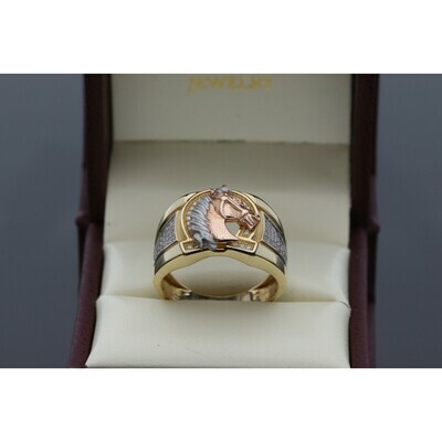 14 karat Gold & Zirconium Rose Horse Ring