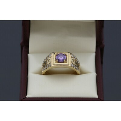 10 karat Gold & Zirconium Purple Fancy Ring 10 karat Gold & Zirconium Purple Fancy Ring