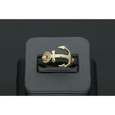 14 karat Gold & Zirconium Anchor Ring 14 karat Gold & Zirconium Anchor Ring