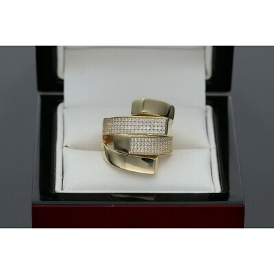 14 Karat Gold & Zirconium Crossing Ring 14 Karat Gold & Zirconium Crossing Ring