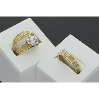 14 karat Gold & Zirconium Two Texture Trio Set Rings 14 karat Gold & Zirconium Two Texture Trio Set Rings
