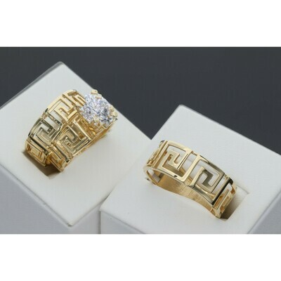 14 karat Gold & Zirconium Trio Wedding Rings 14 karat Gold & Zirconium Trio Wedding Rings
