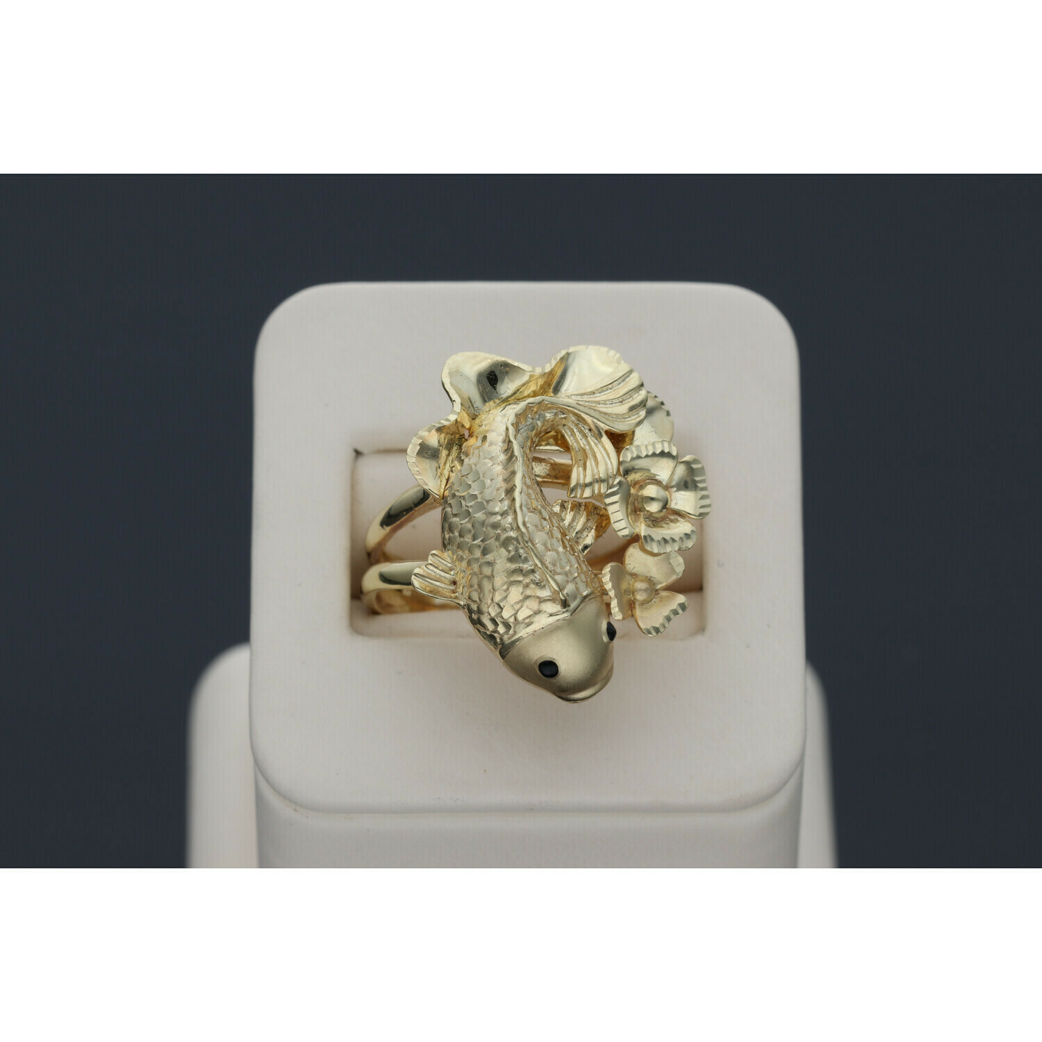 14 Karat Gold Flower Koi Fish Ring