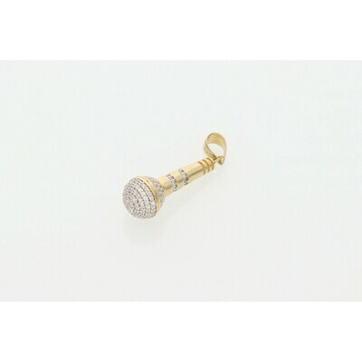 10 Karat Gold & Zirconium Microphone Charm 10 Karat Gold & Zirconium Microphone Charm