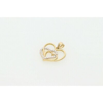 10 Karat Gold 3 Hearts Two Tone Charm 10 Karat Gold 3 Hearts Two Tone Charm