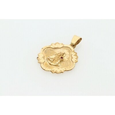 10 Karat Gold & Zirconium St. Barbara Medal 10 Karat Gold & Zirconium St. Barbara Medal