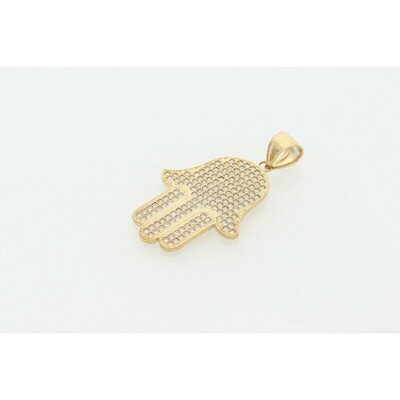 10 Karat Gold & Cz Hamsa Charm W: 5.9 ~ 10 Karat Gold & Cz Hamsa Charm W: 5.9 ~