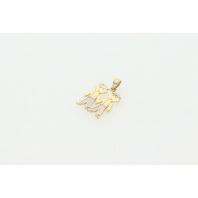 10 Karat Gold Two Boys Charm Two Tone W: 1.3g ~ 10 Karat Gold Two Boys Charm Two Tone W: 1.3g ~