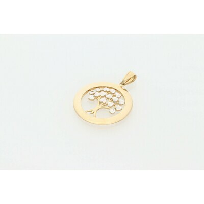 14 Karat Gold & Zirconium Tree Medal Charm 14 Karat Gold & Zirconium Tree Medal Charm