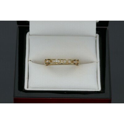 14 Karat Gold & Zirconium Belt Style Band Ring 14 Karat Gold & Zirconium Belt Style Band Ring