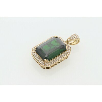 10 karat Gold & Zirconium Green Square Charm 10 karat Gold & Zirconium Green Square Charm