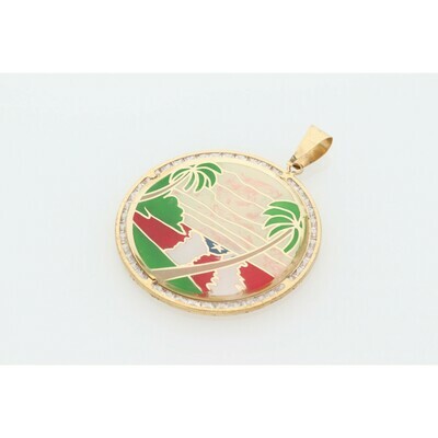 10 karat Gold & Zirconium Puerto Rico Medal Charm 10 karat Gold & Zirconium Puerto Rico Medal Charm