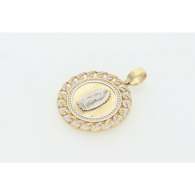 14 karat Gold & Zirconium Guadalupe Virgin Medal Charm 14 karat Gold & Zirconium Guadalupe Virgin Medal Charm