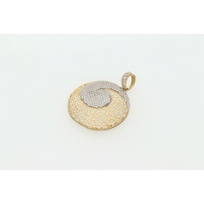 10 Karat Gold & Zirconium Circle Fancy Charm 10 Karat Gold & Zirconium Circle Fancy Charm