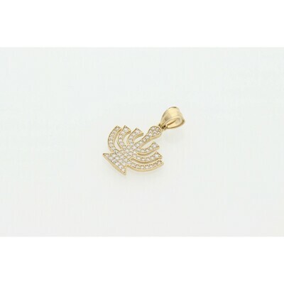 10 karat Gold & Zirconium Menorah Charm 10 karat Gold & Zirconium Menorah Charm