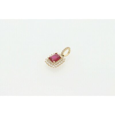 10 Karat Gold & Zirconium Red Square #1 Charm 10 Karat Gold & Zirconium Red Square #1 Charm