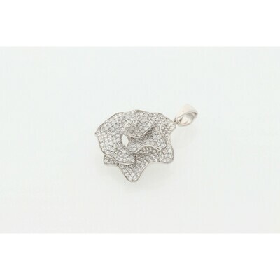10 Karat White Gold & Zirconium Rose Charm 10 Karat White Gold & Zirconium Rose Charm