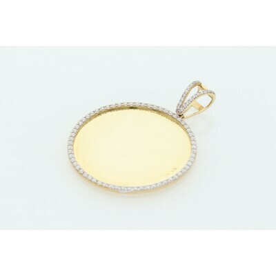 10 Karat Gold & Zirconium Photo Medal Charm 10 Karat Gold & Zirconium Photo Medal Charm