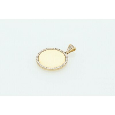 10 karat Gold & Zirconium Photo Medal Charm 10 karat Gold & Zirconium Photo Medal Charm