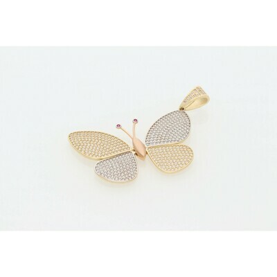 14 Karat Gold & Zirconium Three Tone Butterfly Charm 14 Karat Gold & Zirconium Three Tone Butterfly Charm