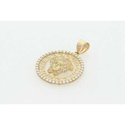 10 Karat Gold & Cz Medusa Medal Charm W: 7.9 ~ 10 Karat Gold & Cz Medusa Medal Charm W: 7.9 ~