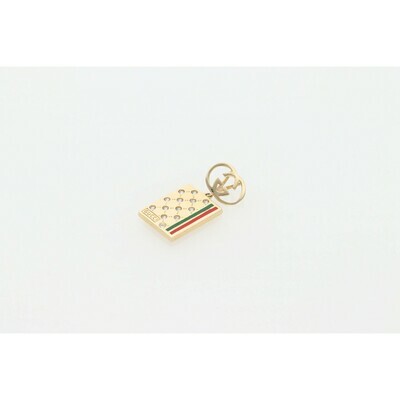 14 Karat Gold & Zirconium Green & Red Fancy Charm 14 Karat Gold & Zirconium Green & Red Fancy Charm