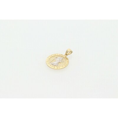 10 Karat Gold St. Christopher Two Tone Medal 10 Karat Gold St. Christopher Two Tone Medal