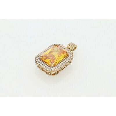 10 Karat Gold & Cz Yellow Square Charm W: 12.3 ~ 10 Karat Gold & Cz Yellow Square Charm W: 12.3 ~