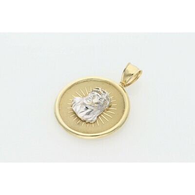 10 Karat Gold Two Tone Jesus Face Medal Charm 10 Karat Gold Two Tone Jesus Face Medal Charm