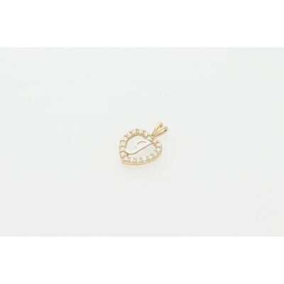 10 karat Gold & Zirconium Heart Letter J Charm 10 karat Gold & Zirconium Heart Letter J Charm