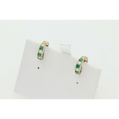 10 Karat Gold & Zirconium Green Hoops Med 10 Karat Gold & Zirconium Green Hoops Med