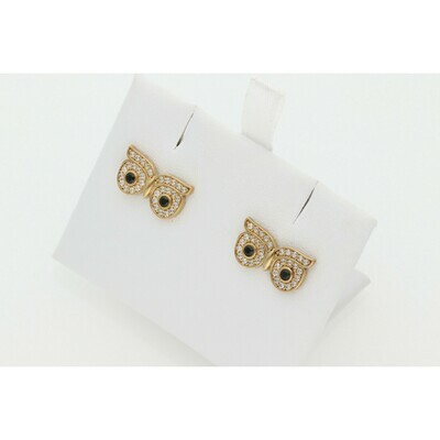10 Karat Gold & Zirconium Owl Eyes Earring 10 Karat Gold & Zirconium Owl Eyes Earring