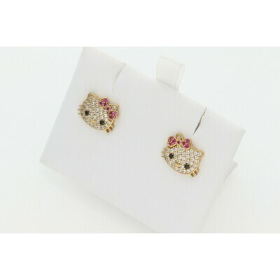 10 Karat Gold & Zirconium Kitty Earrings 10 Karat Gold & Zirconium Kitty Earrings