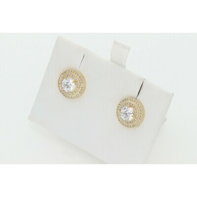 10 karat Gold & CZ Square Earrings W: 3.7 10 karat Gold & CZ Square Earrings W: 3.7