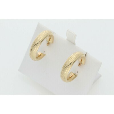 14 Karat Gold Textured Maze Medium Hoops 14 Karat Gold Textured Maze Medium Hoops