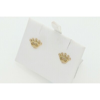 10 Karat Gold & Zirconium Maze Crown Earrings 10 Karat Gold & Zirconium Maze Crown Earrings