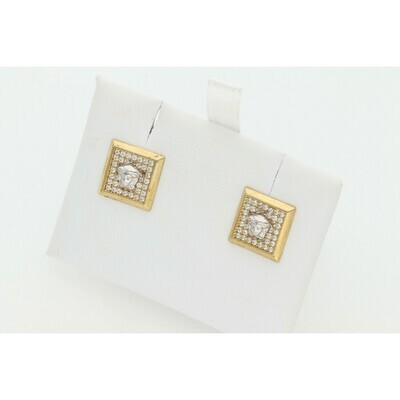 10 Karat Gold & Zirconium Medusa Square Earrings 10 Karat Gold & Zirconium Medusa Square Earrings