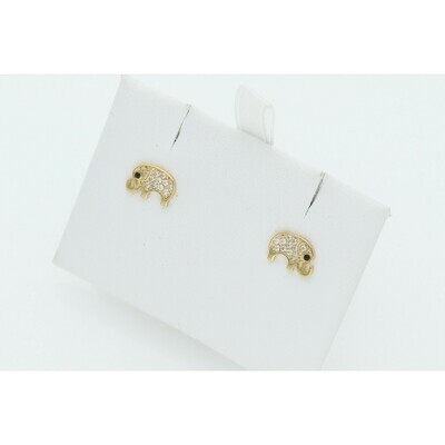 10 Karat Gold & Cz Elephant Earrings W: 1.0 ~ 10 Karat Gold & Cz Elephant Earrings W: 1.0 ~