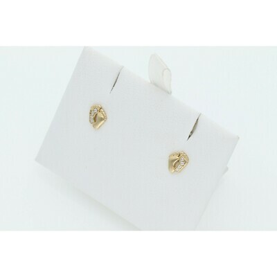 14 Karat Gold & Cz Baby Feet Earrings W: 0.8 ~ 14 Karat Gold & Cz Baby Feet Earrings W: 0.8 ~