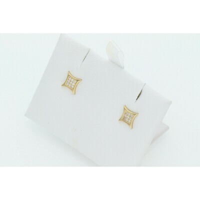 10 Karat Gold & Cz Curved Square Earrings W: 0.8 ~ 10 Karat Gold & Cz Curved Square Earrings W: 0.8 ~