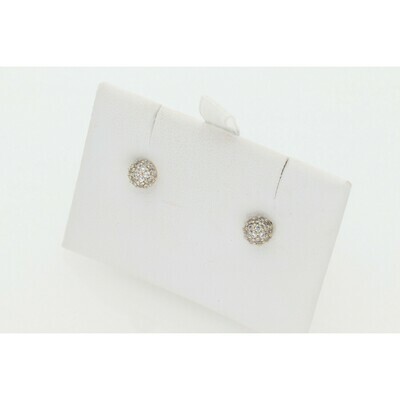 14 Karat Gold & Cz Little Dome Earrings W: 1.3 ~ 14 Karat Gold & Cz Little Dome Earrings W: 1.3 ~