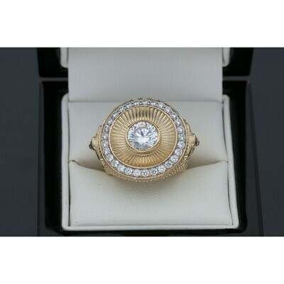 10 karat Gold & Zirconium Three Lion Circle Ring 10 karat Gold & Zirconium Three Lion Circle Ring
