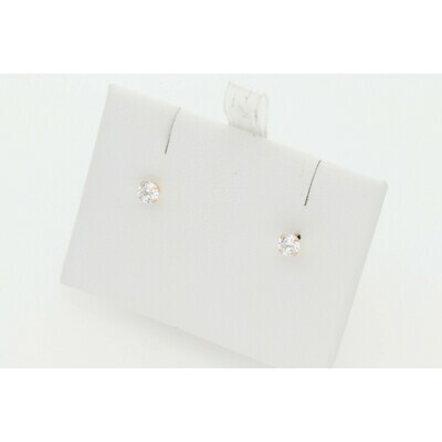 14 Karat Gold Round CZ Stud 4 mm Earring 14 Karat Gold Round CZ Stud 4 mm Earring