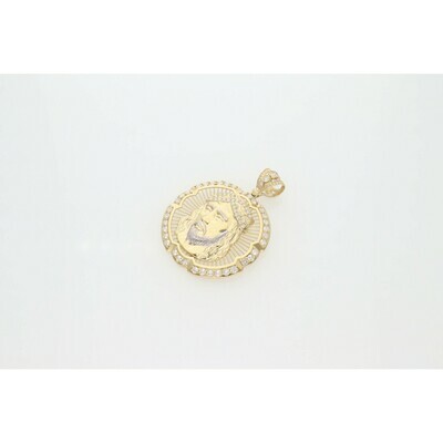 10 Karat Gold & Zirconium Two Tone Jesus Face Medal 10 Karat Gold & Zirconium Two Tone Jesus Face Medal