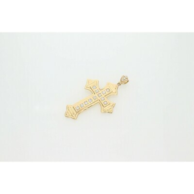 10 Karat Gold and CZ Cross Charm W: 14.7 10 Karat Gold and CZ Cross Charm W: 14.7