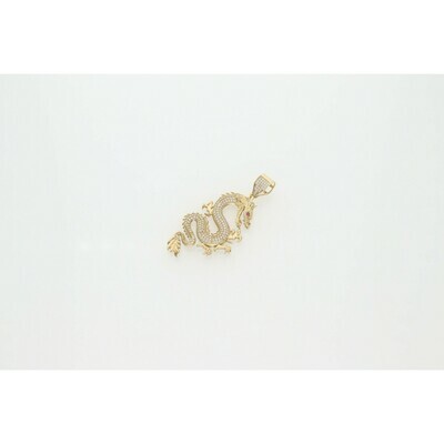 10 Karat Gold & Zirconium Dragon God Charm 10 Karat Gold & Zirconium Dragon God Charm